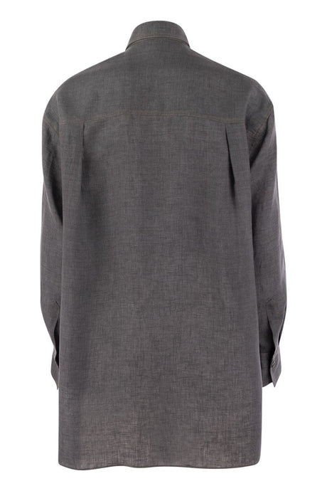 BRUNELLO CUCINELLI Elegant Lightweight Linen Shirt with Jewel Detail