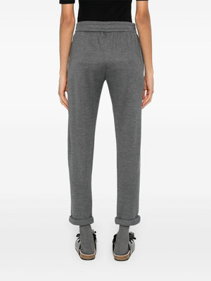 BRUNELLO CUCINELLI Elegant Grey Cotton-Silk Sweatpants with Monili Detail