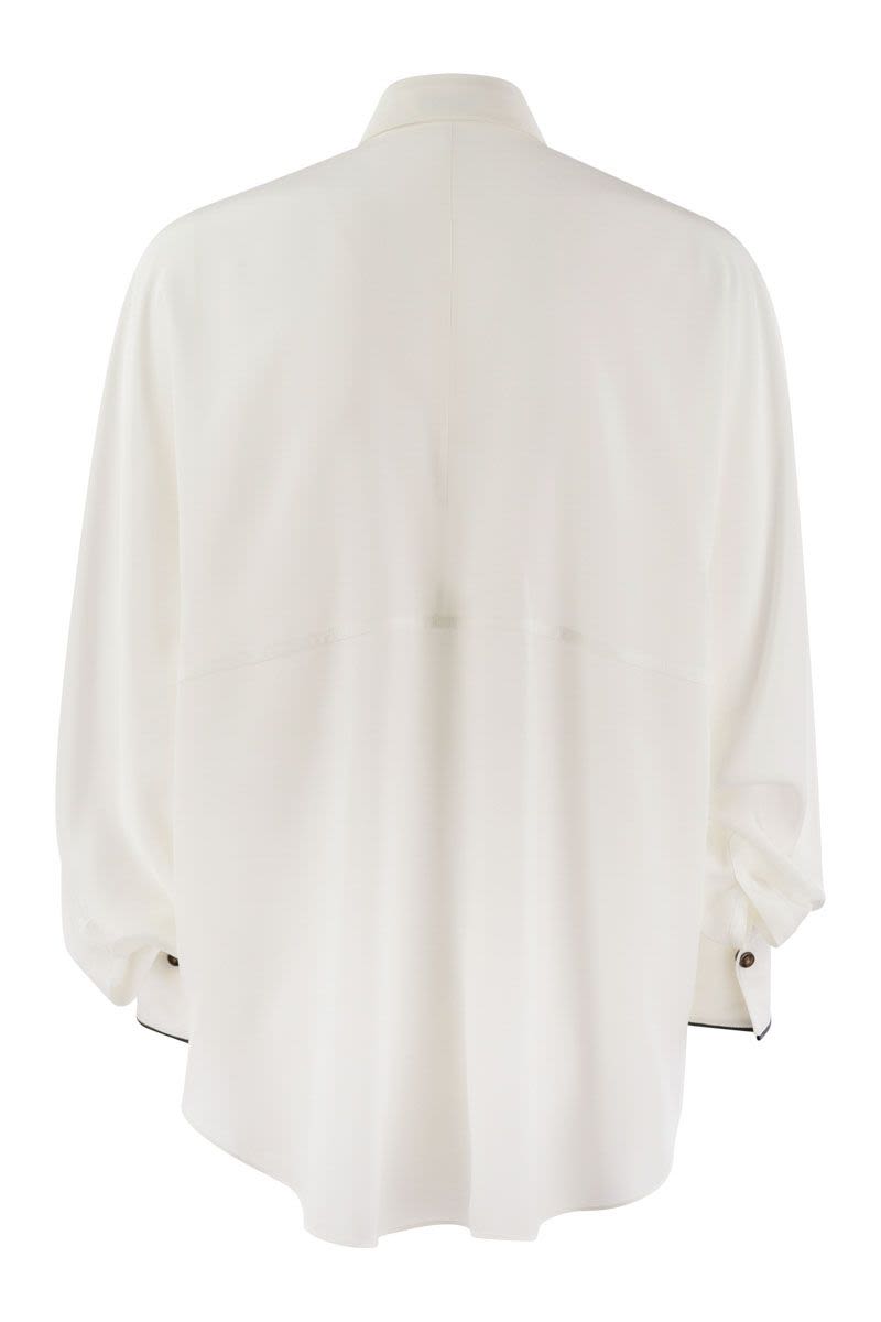 BRUNELLO CUCINELLI Elegant Silk Snap-Front Shirt with Pockets