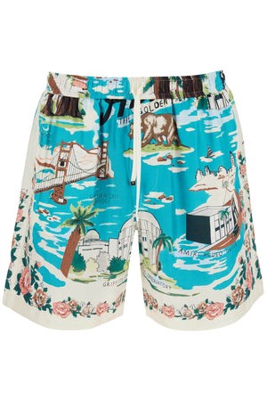 AMIRI Mens California Hawaiian Silk Shorts for Summer 2024