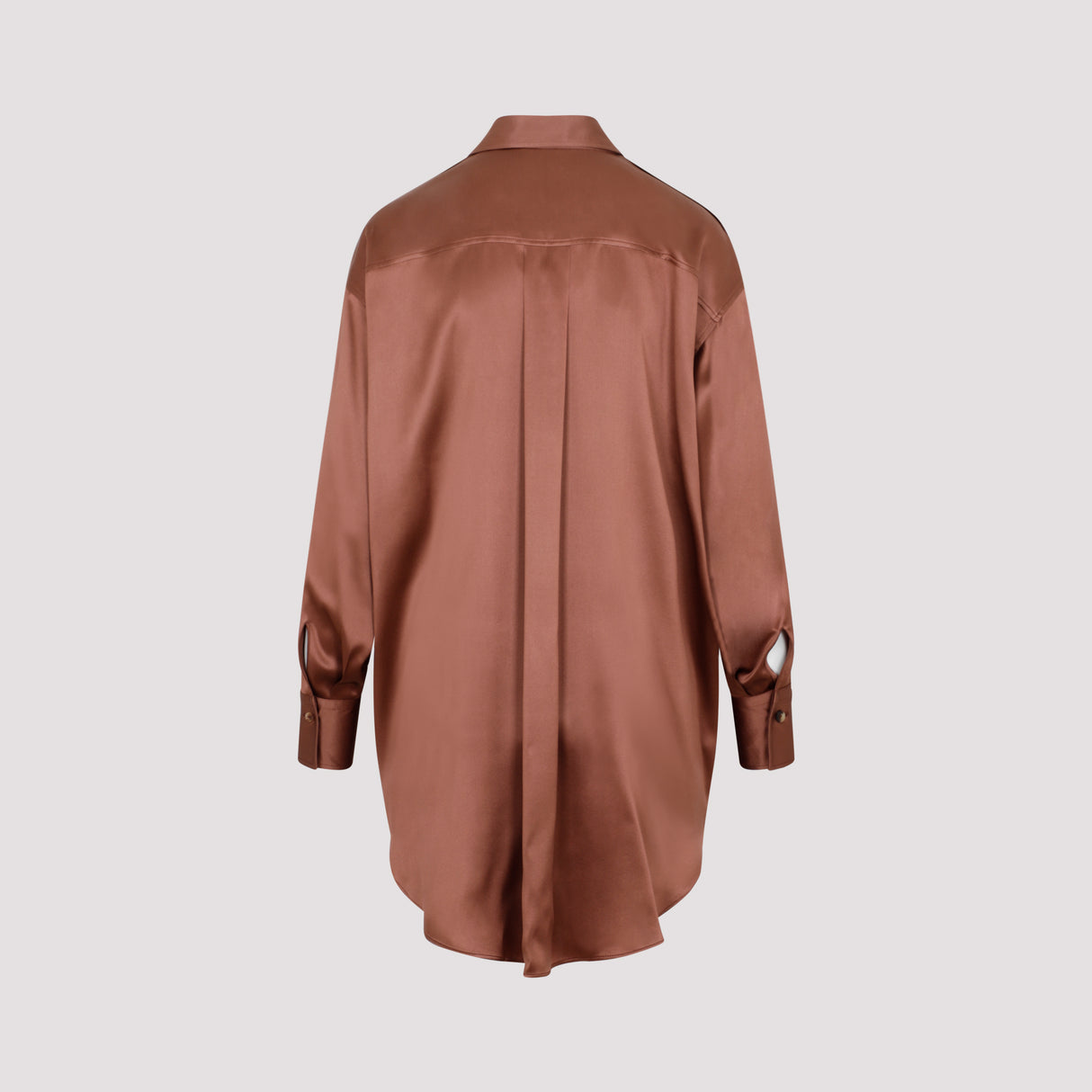 豪華な絹のブラウンシルクシャツ - FW22コレクション