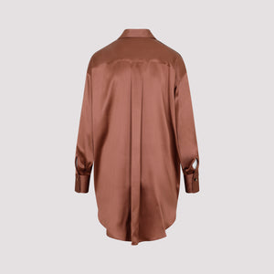 豪華な絹のブラウンシルクシャツ - FW22コレクション