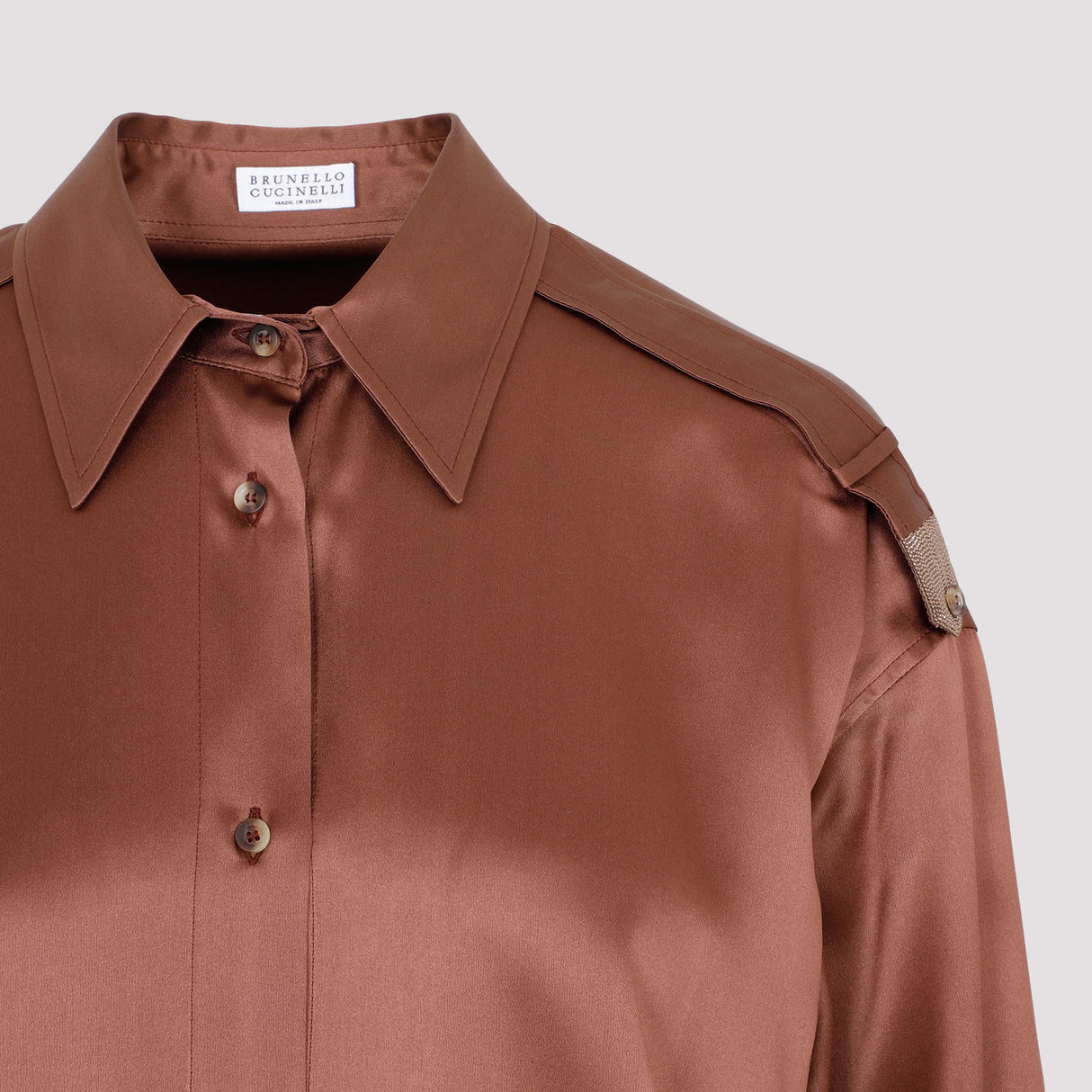 BRUNELLO CUCINELLI Luxurious Brown Silk Shirt for Women - FW22 Collection