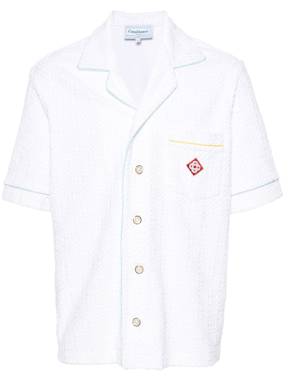 CASABLANCA Men's Monogrammed Towelling Open Collar Shirt