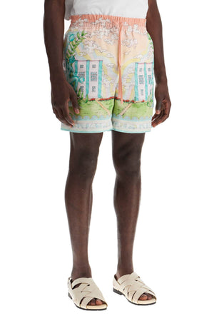 CASABLANCA Art Deco-Inspired Linen Bermuda Shorts