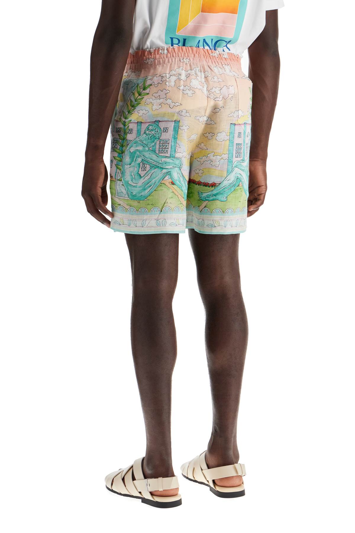 CASABLANCA Art Deco-Inspired Linen Bermuda Shorts