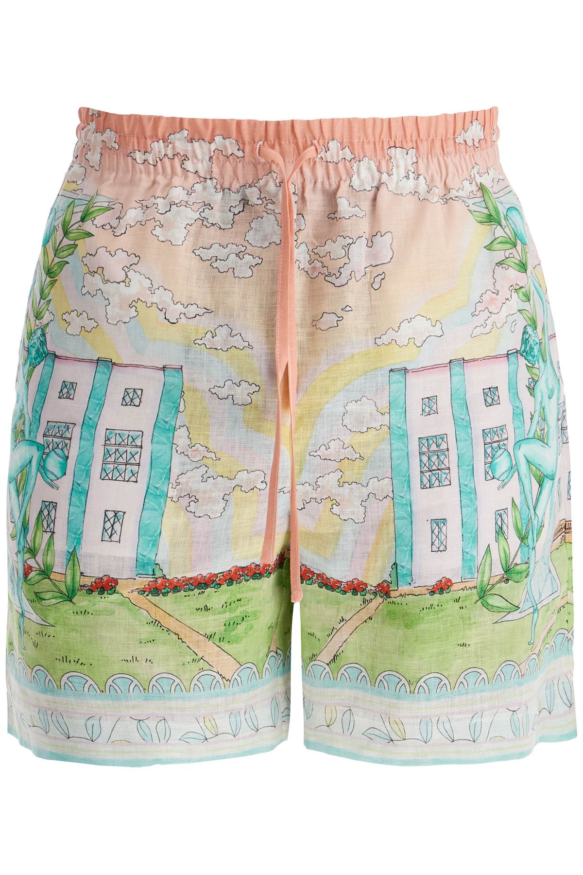 CASABLANCA Art Deco-Inspired Linen Bermuda Shorts