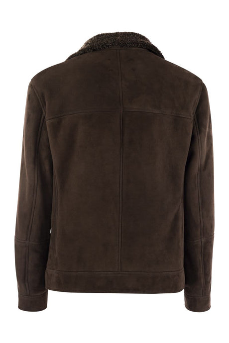 BRUNELLO CUCINELLI DOUBLE-BREASTED SHEARLING OUTERWEAR