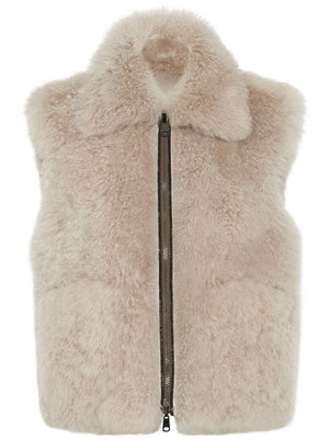 BRUNELLO CUCINELLI Reversible Shearling and Cashmere Waistcoat - Oversized Fit