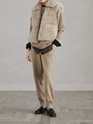 BRUNELLO CUCINELLI Reversible Shearling and Cashmere Waistcoat - Oversized Fit