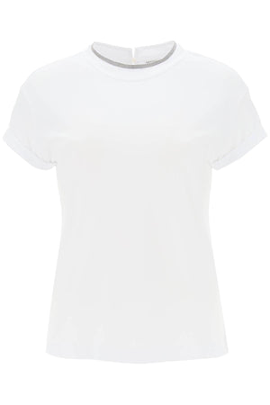 BRUNELLO CUCINELLI Elegant White Cotton Chain-Link Tee