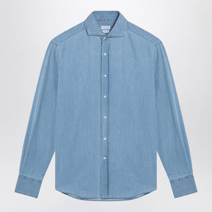 BRUNELLO CUCINELLI Light Blue Denim Shirt for Men - FW24 Collection