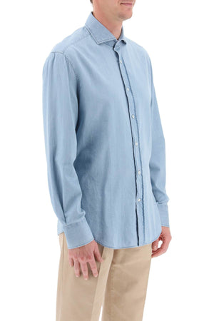 BRUNELLO CUCINELLI Light Blue Chambray Shirt for Men - Slim Fit, Stylish and Comfortable