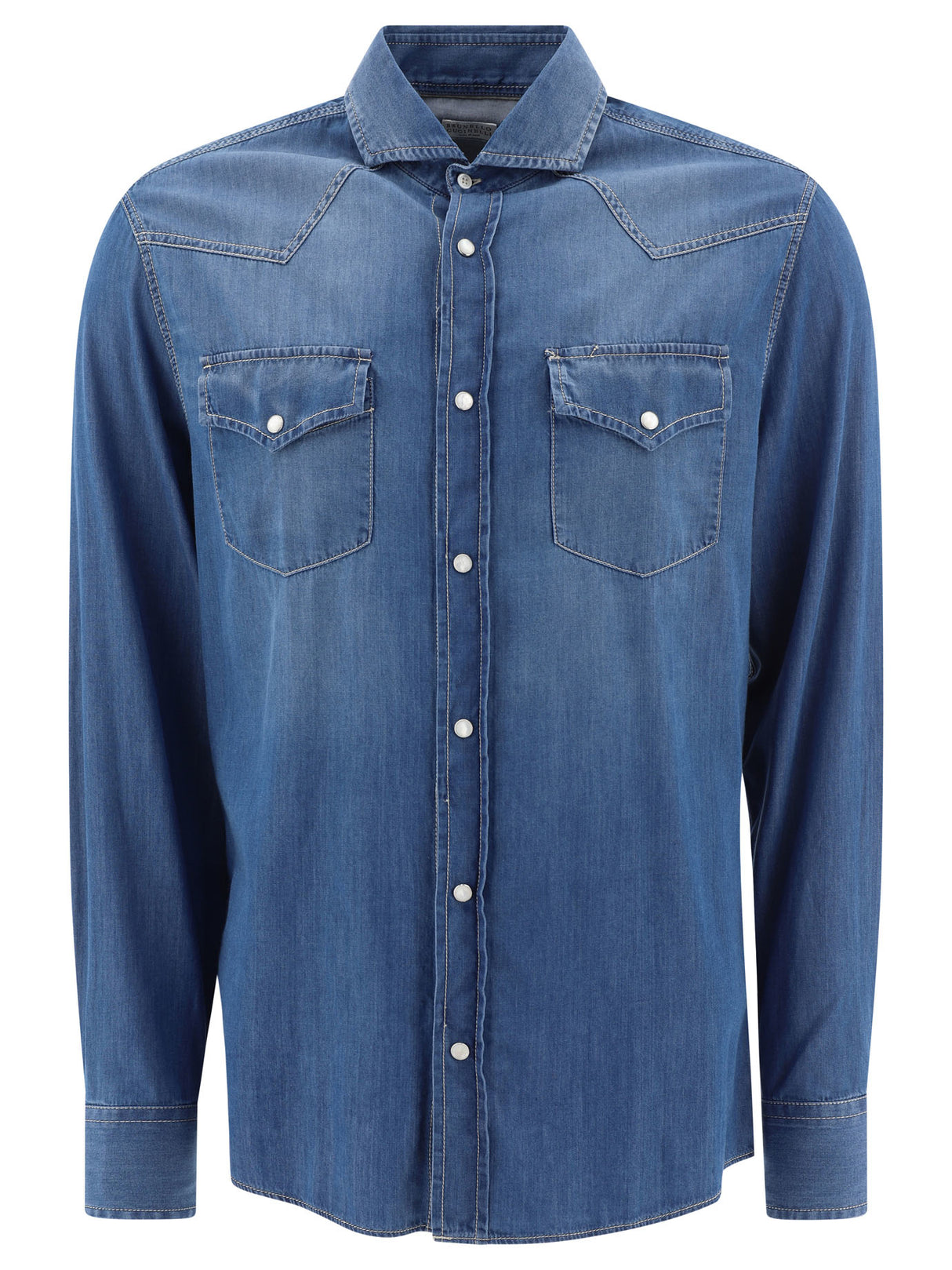 BRUNELLO CUCINELLI Blue Denim Shirt - 2024 Season