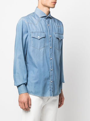 BRUNELLO CUCINELLI Refined Denim Cotton Shirt for Men