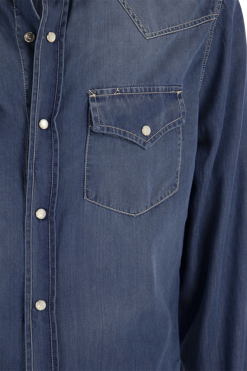 BRUNELLO CUCINELLI Blue Denim Shirt - 2024 Season