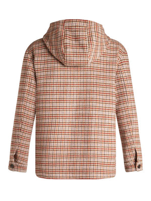 ETRO Men's Tartan Check Shirt with Hood - Light Pink