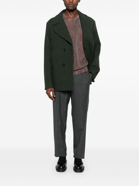 ETRO Men's Peacoat with Welt Pockets and Sleeves