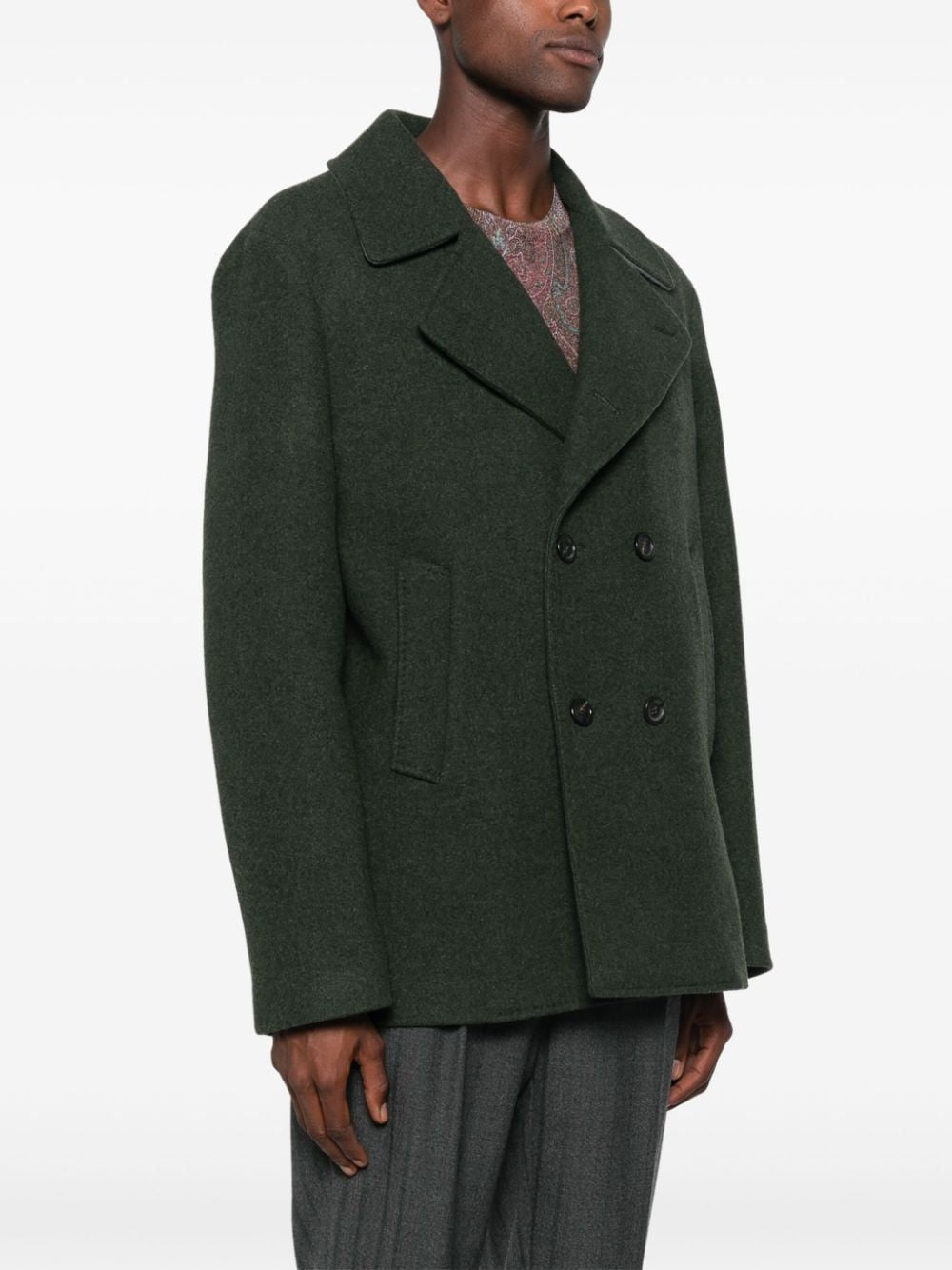 ETRO Men's Peacoat with Welt Pockets and Sleeves