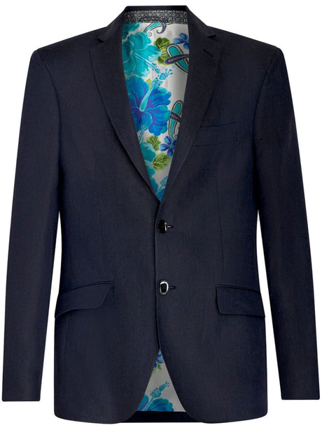 ETRO Men's Classic Navy Wool Blazer with Pockets