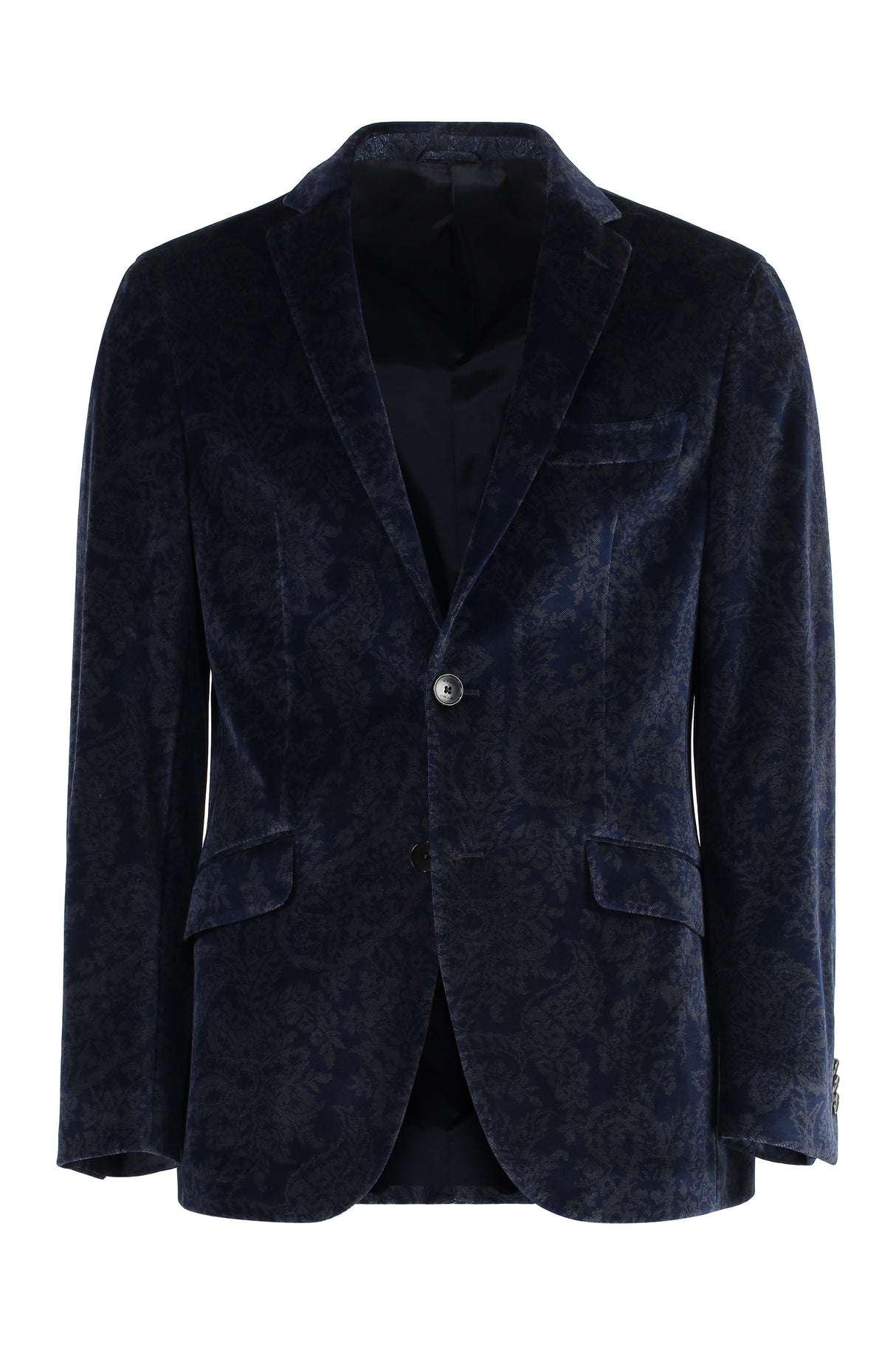 Áo khoác Blazer nhung xanh sang trọng với chi tiết hoa Paisley