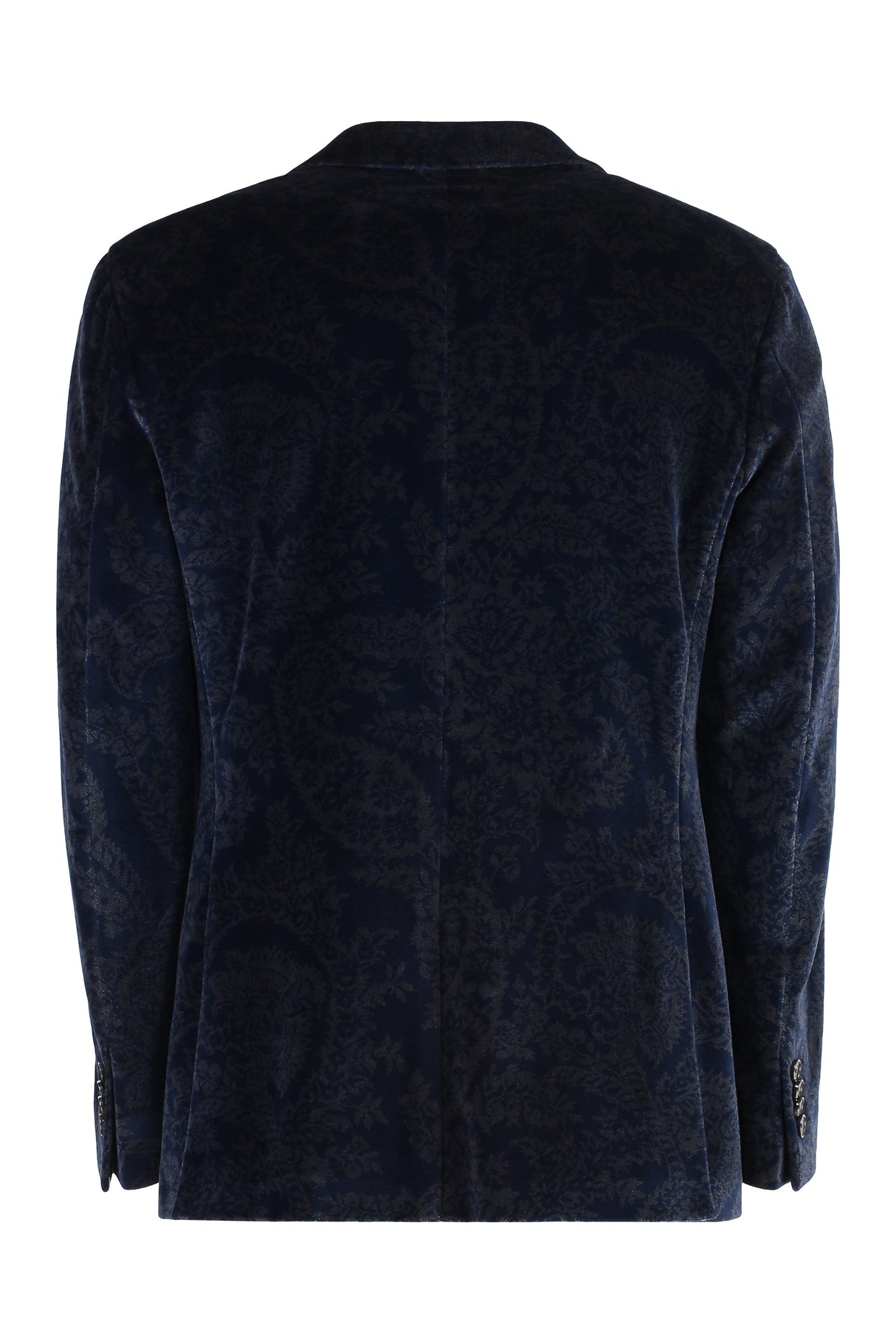 ETRO Elegant Blue Velvet Blazer with Paisley Details