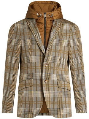 ETRO Men's Tartan Check Jacket with Detachable Hood