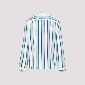 قميص البولينج الرجالي الأصلي من الفسكوز الأزرق لموسم الربيع والصيف 2024