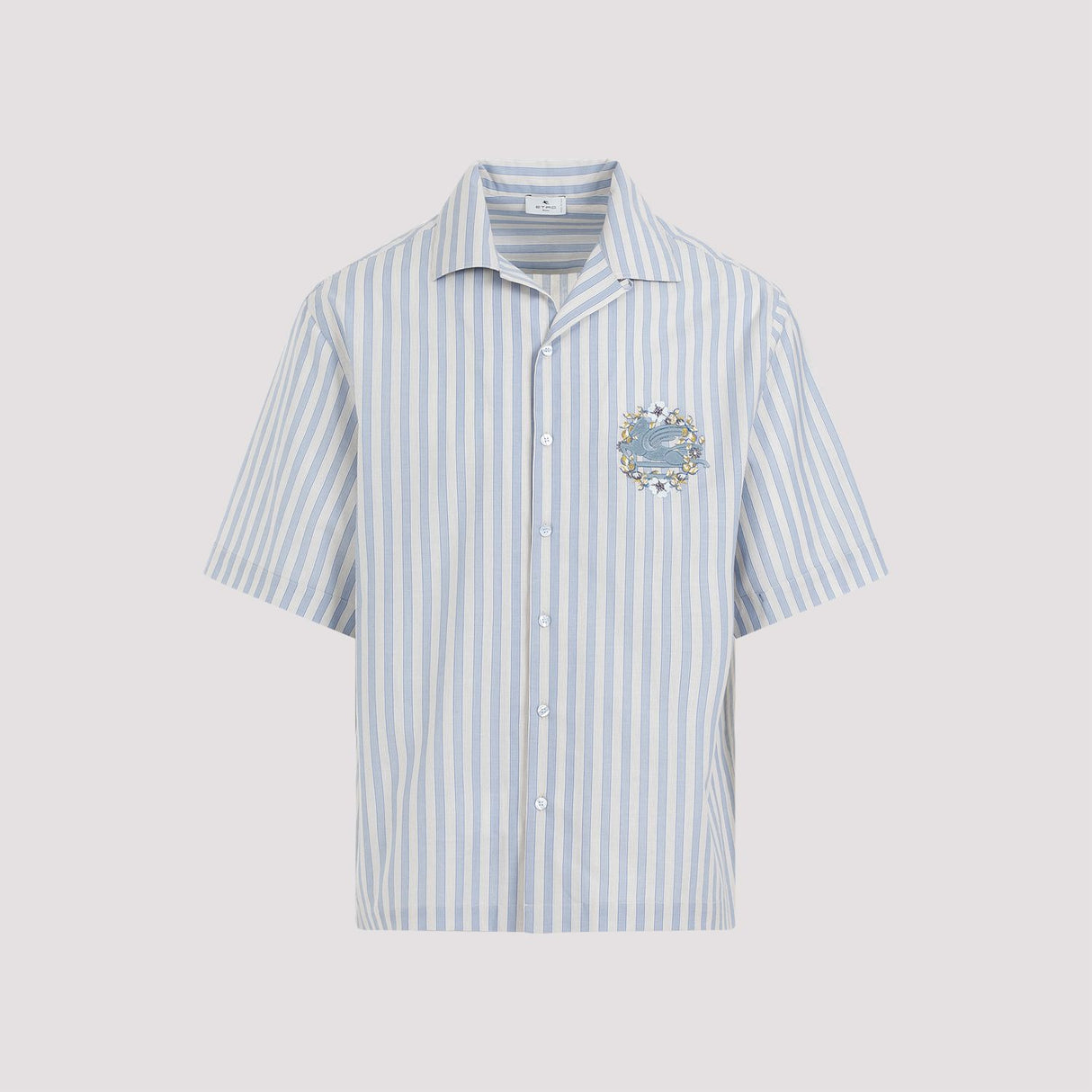 ETRO Blue Cotton Bowling Shirt for Men - SS24 Collection