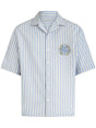 ETRO Men's Light Blue Vertical Stripe Cotton Shirt with Embroidered Logo