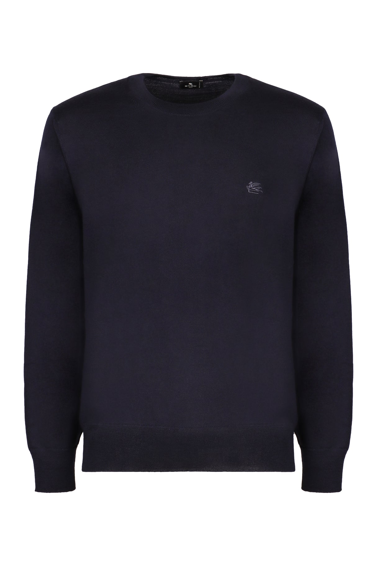 ETRO Luxury Crew-Neck Sweater in Deep Blue 100% Wool