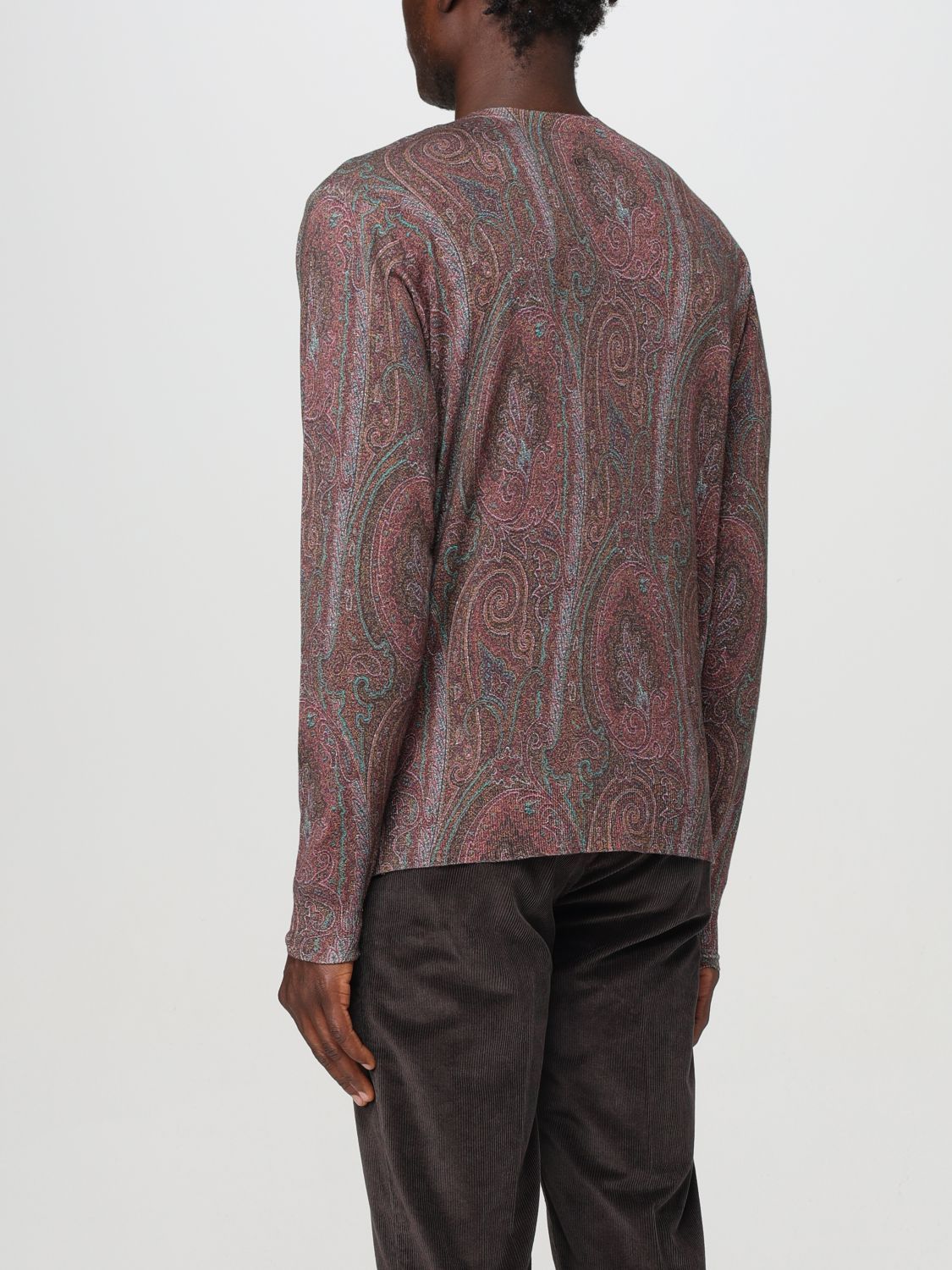 ETRO Luxury Bordeaux Silk-Cashmere Crewneck Sweater