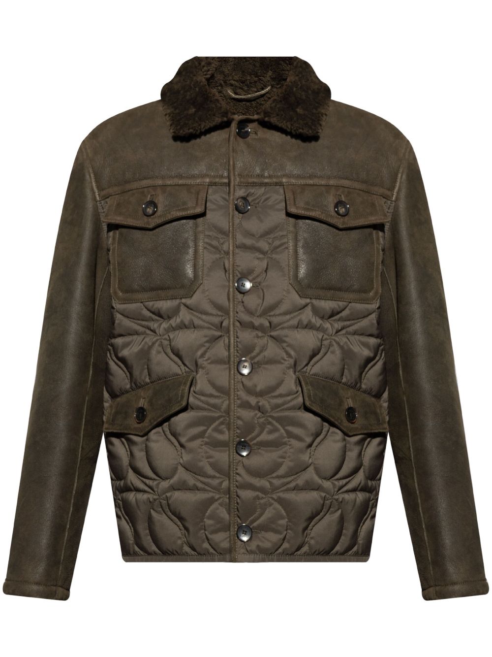 ETRO Men's Quilted Jacket with Faux-Fur Collar and Pockets