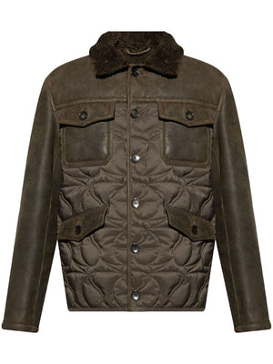 ETRO Men's Quilted Jacket with Faux-Fur Collar and Pockets