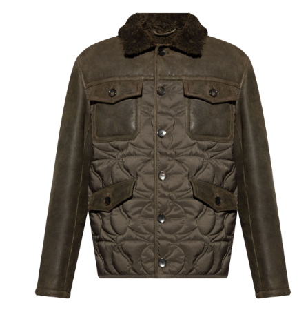 ETRO Men's Quilted Jacket with Faux-Fur Collar and Pockets