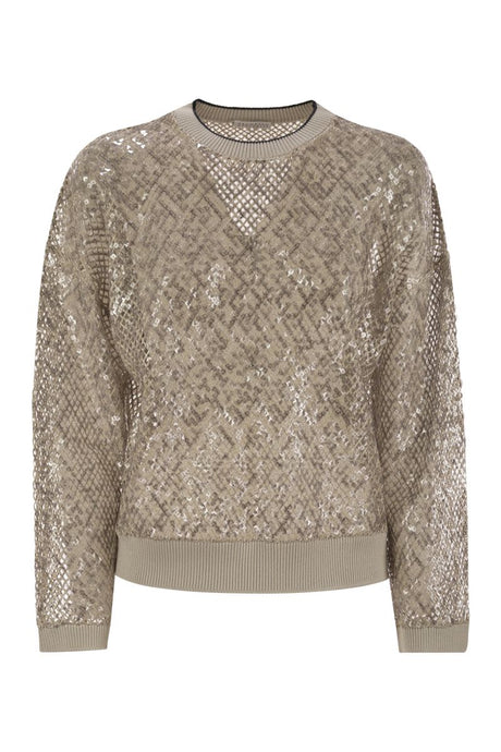 BRUNELLO CUCINELLI Dazzling Net Embellished Embroidered T-Shirt