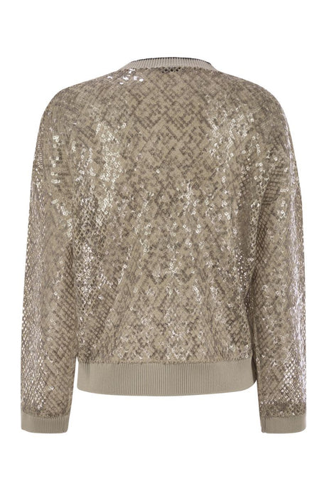 BRUNELLO CUCINELLI Dazzling Net Embellished Embroidered T-Shirt