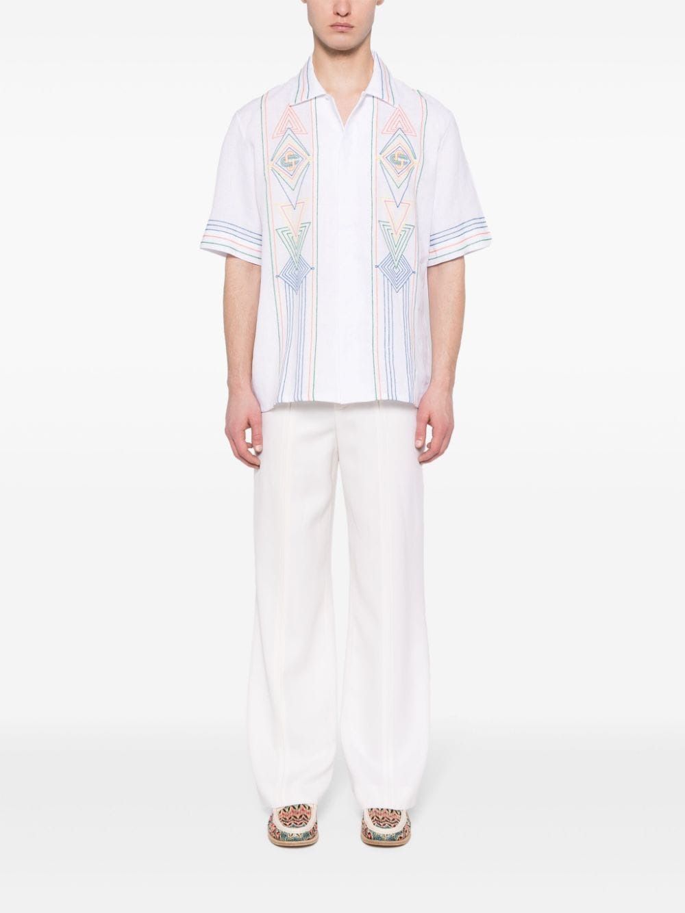 Men's White Music Print Shirt for SS24