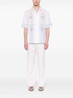 Men's White Music Print Shirt for SS24