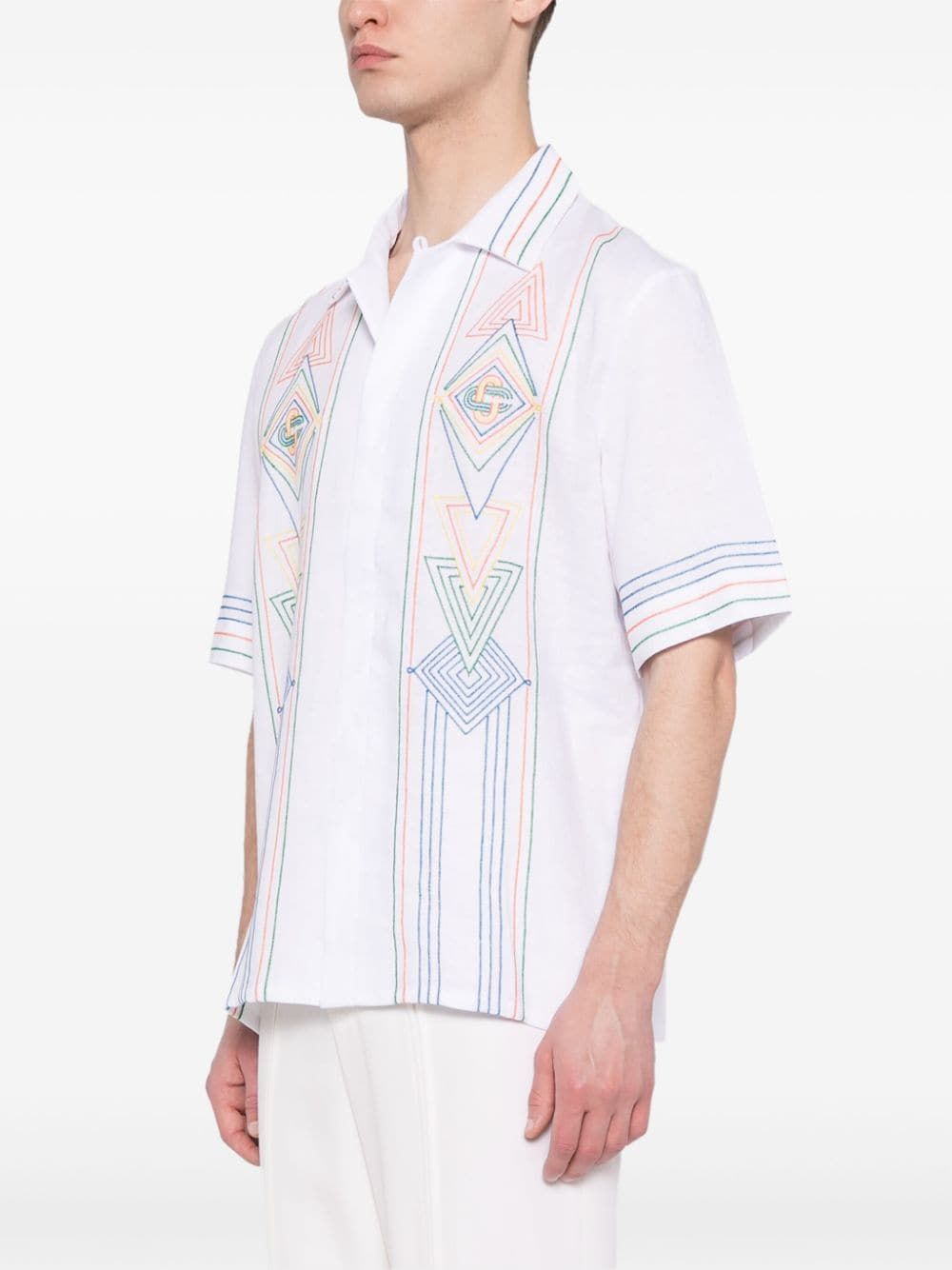 Men's White Music Print Shirt for SS24