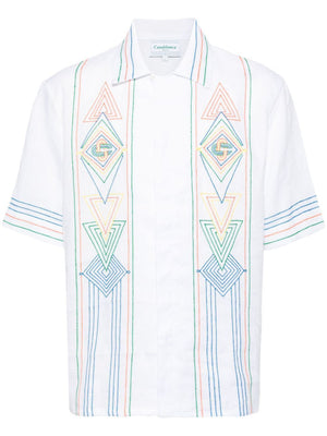 Men's White Music Print Shirt for SS24