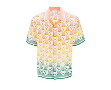 CASABLANCA Men's Multicolor Bowling Shirt with Heart Monogram Pattern