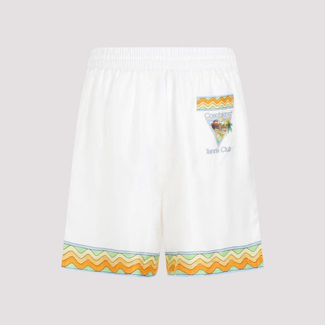 CASABLANCA White Afro Cubism Shorts for Men - SS24