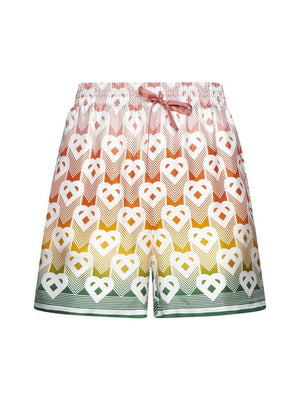 CASABLANCA Men's Multicolor Silk Bermuda Shorts with Heart Monogram Pattern - SS24 Collection