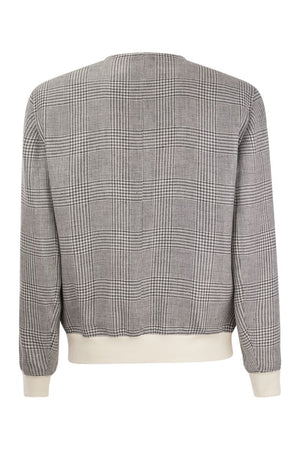 BRUNELLO CUCINELLI Gray Houndstooth Bomber Jacket for Men - Sustainable Fashion