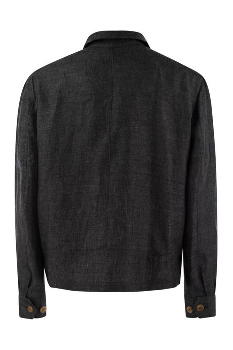 BRUNELLO CUCINELLI Denim-Style Linen Zip-Up Jacket