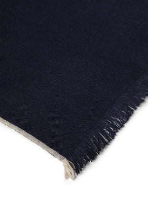 BRUNELLO CUCINELLI Navy Blue Cashmere and Silk Scarf for Men