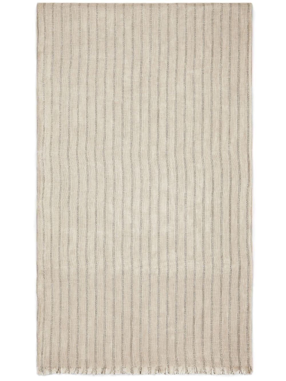 BRUNELLO CUCINELLI Beige Linen Striped Frayed Edge Scarf for Women