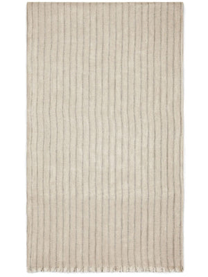 BRUNELLO CUCINELLI Beige Linen Striped Frayed Edge Scarf for Women