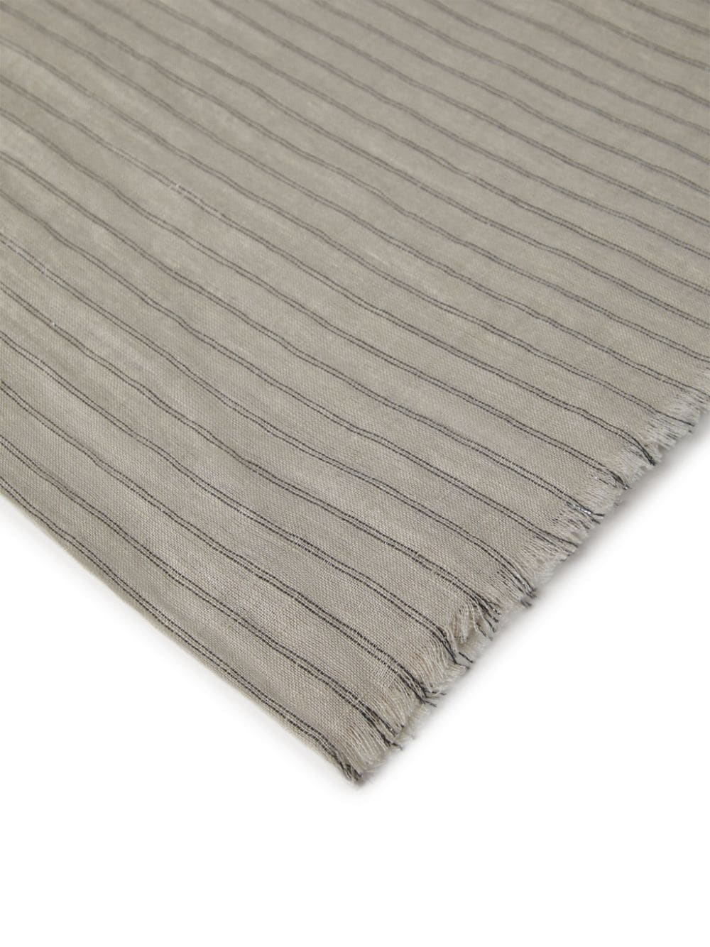 BRUNELLO CUCINELLI Beige Linen Striped Frayed Edge Scarf for Women